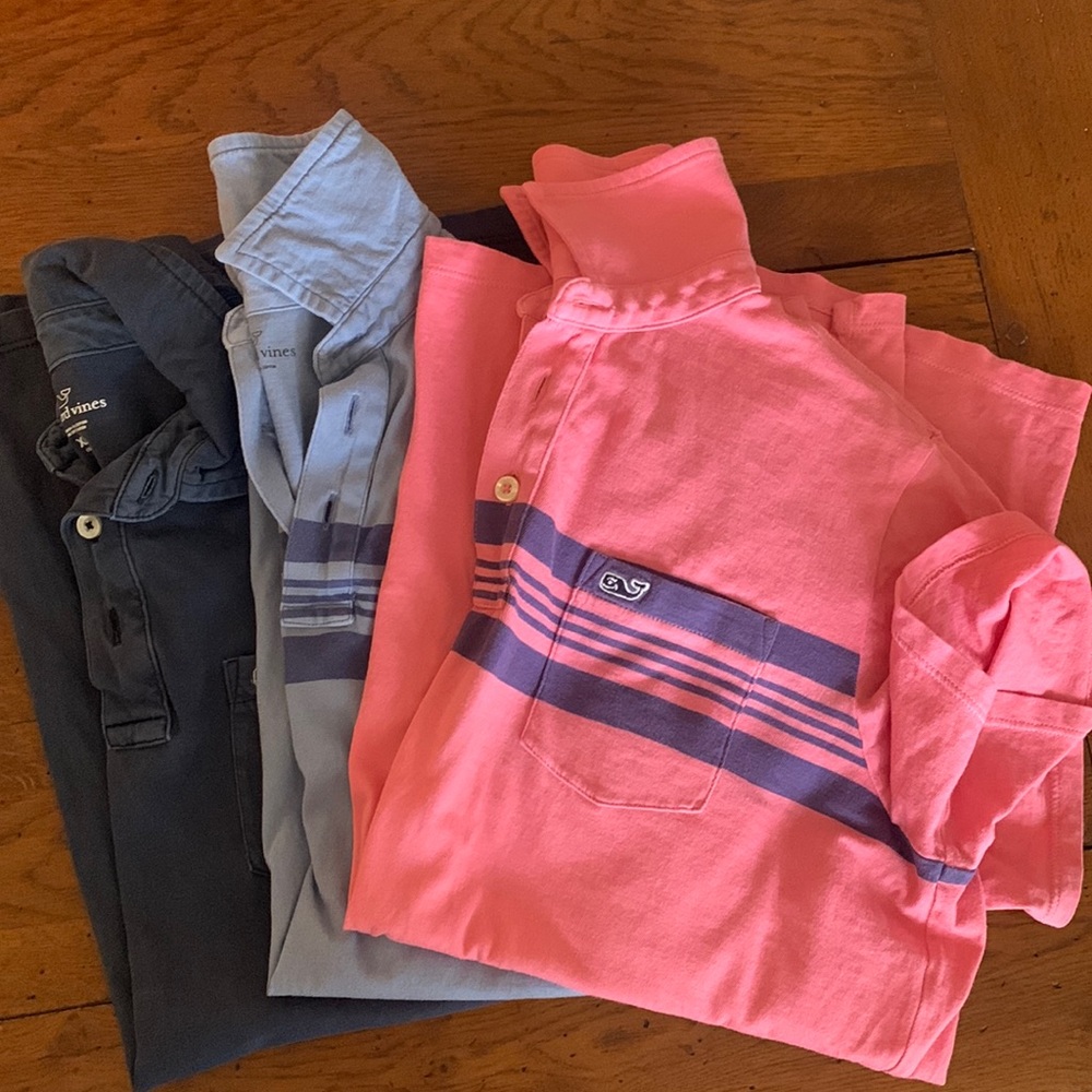3 Vineyard Vines Shirt Sleeve Polo Shirts, boys size X-LARGE (16)